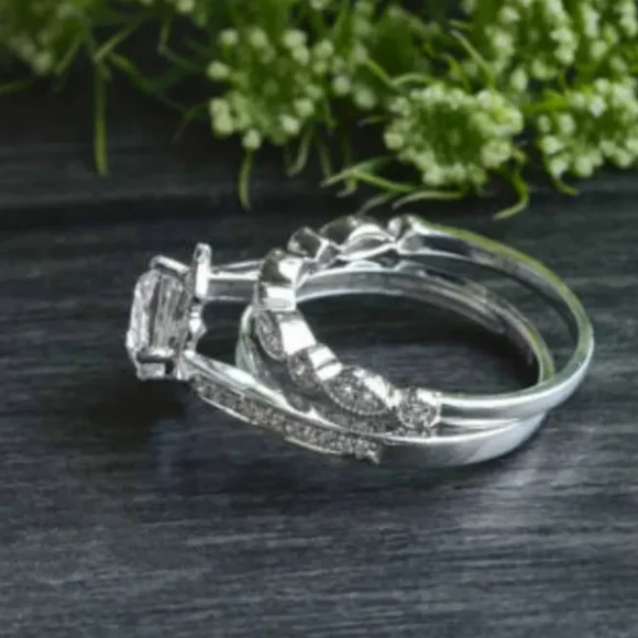 🎀925-1.5ct. Princess Double Band Diamond 💎  Ring - Picture 2 of 4